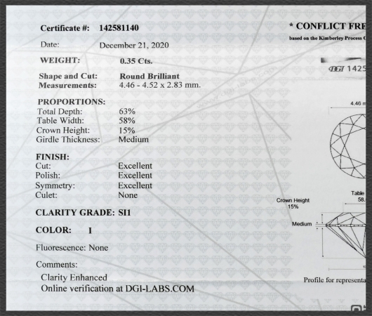 Brillant 585 Gold Ring; 0,35ct, Si1; DGI Zertifikat